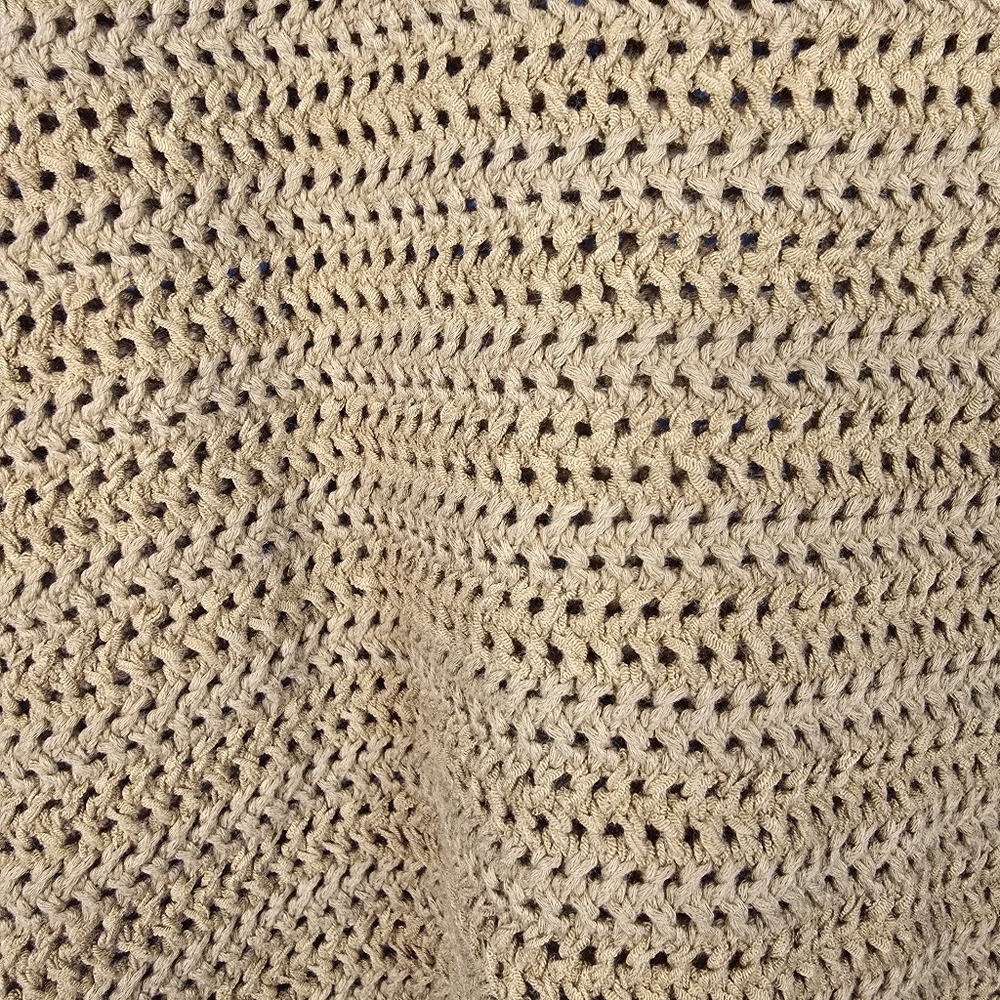 NWT Loft Women's Mustard Crochet Top with Black Trim Size L Ruffled Sleeve - Picture 5 of 11